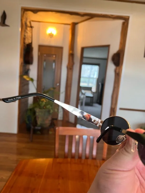 Gold Frame Black Lens Oval Sunglasses - Women - Picture 5 of 6